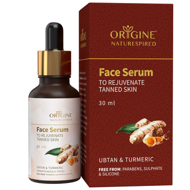 Origine Naturespired Face Serum to Rejuvenate Tanned Skin | Tan Removal Serum with Ubtan & Turmeric | Serum Help Reducing Wrinkles & Fines Lines, Dark Spots Face Serum | SLS & Paraben Free, 30 ml